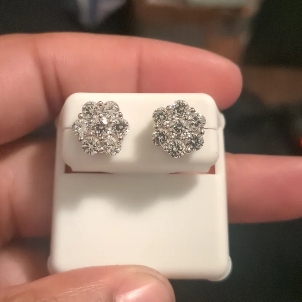 Sterling silver CZ Flower Stud Earrings